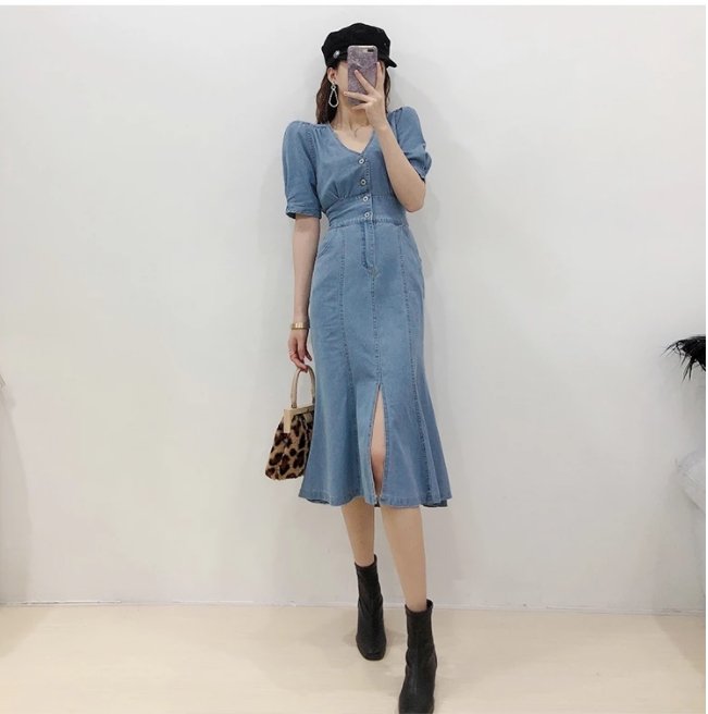 Vintage Robe Out-fit Années 40 Bleu - Louise Vintage