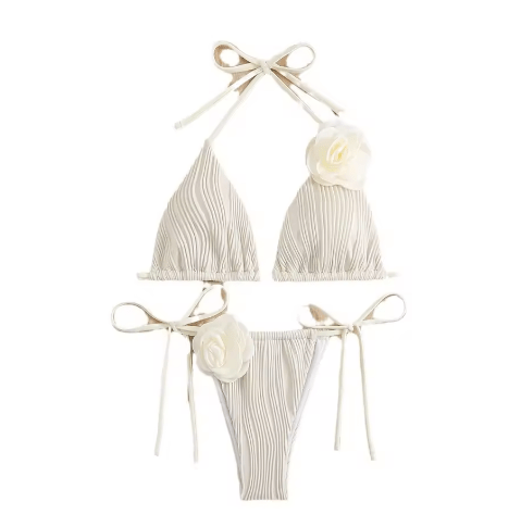 2 Pièce Maillot de Bain Vintage Pin Up Beige - Louise Vintage