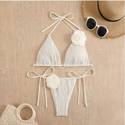 2 Pièce Maillot de Bain Vintage Pin Up Beige - Louise Vintage