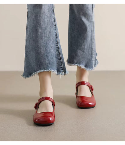 Chaussures Plates Vintage Rouge
