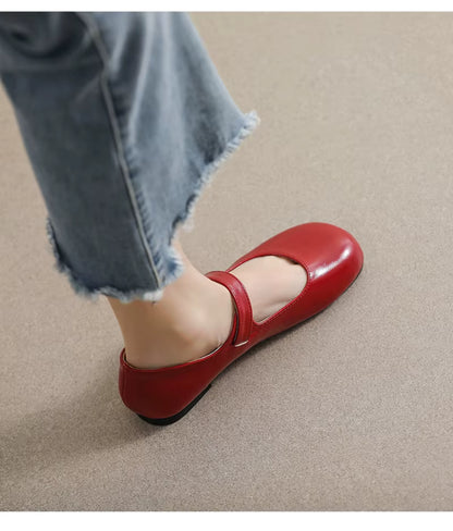 Chaussures Plates Vintage Rouge
