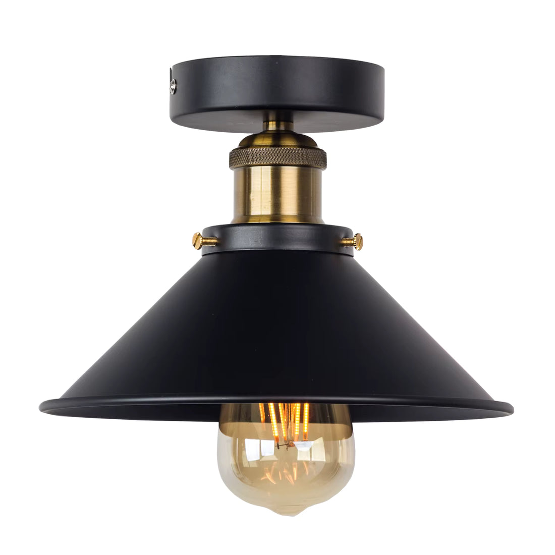 Plafonnier Vintage Industriel Noir et Or