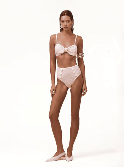 Maillot de Bain Vintage Push Up Pois Rose