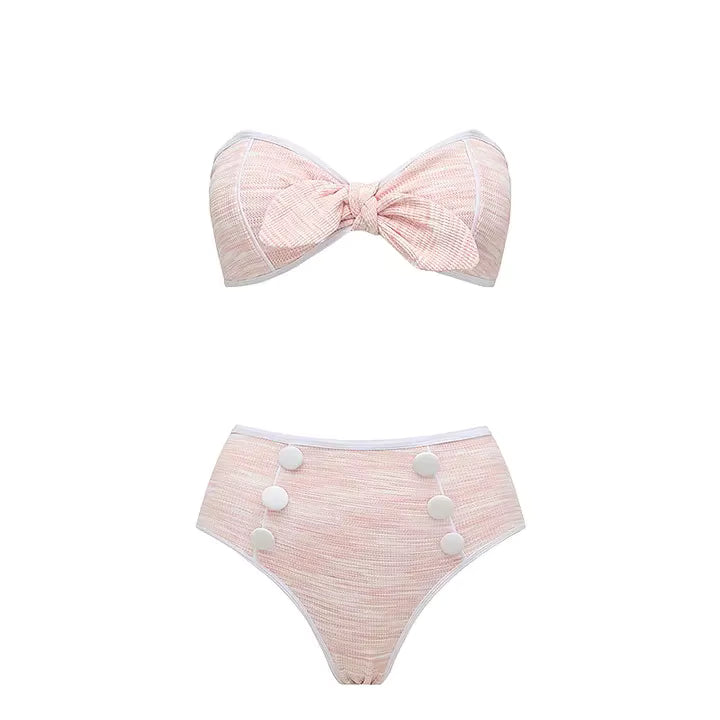 Maillot de Bain Vintage Push Up Pois Rose