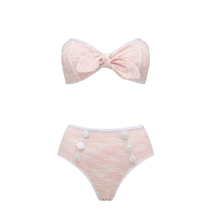 Maillot de Bain Vintage Push Up Pois Rose