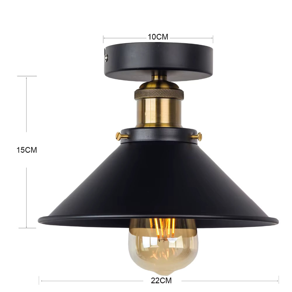Plafonnier Vintage Industriel Noir et Or
