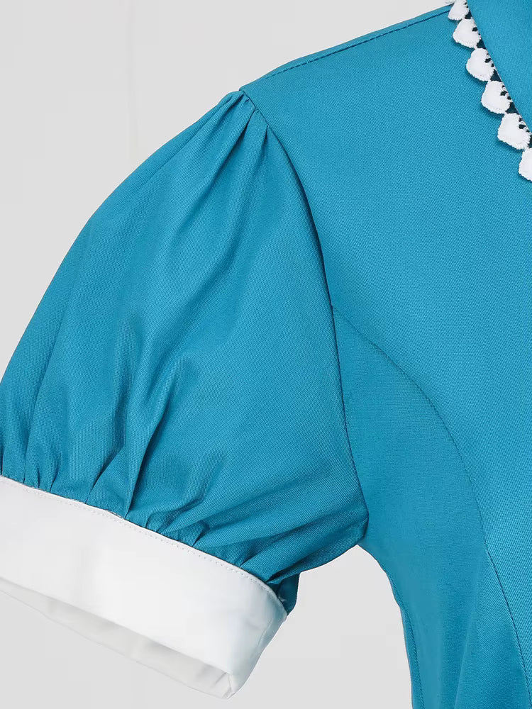Robe Turquoise 1950s - Louise Vintage