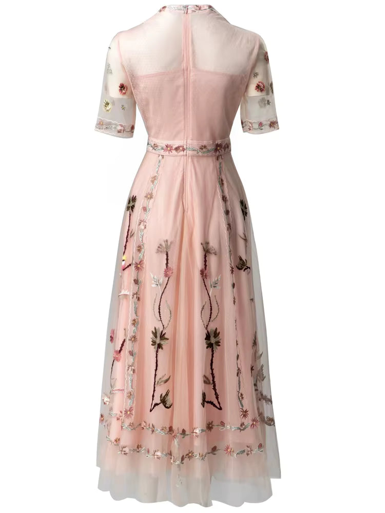 Robe Mi Longue Année 30 40 Rose