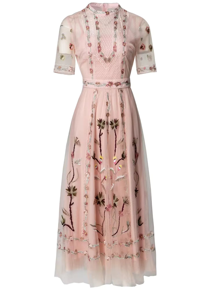 Robe Mi Longue Année 30 40 Rose