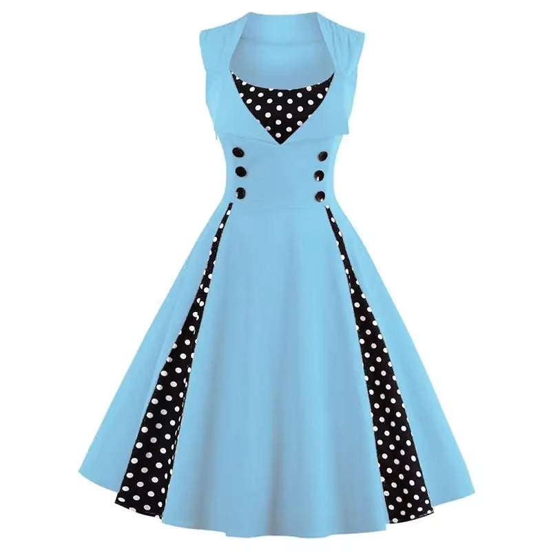 Robe Style Année 60 Femme Bleu Ciel
