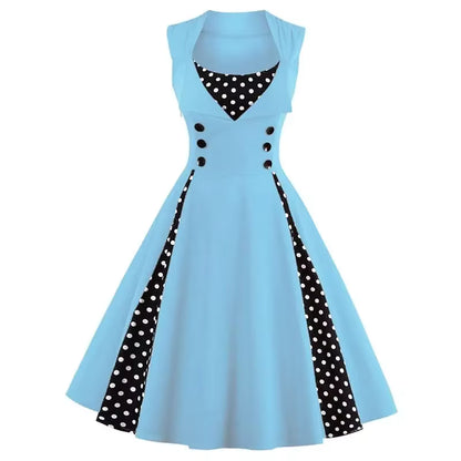 Robe Style Année 60 Femme Bleu Ciel