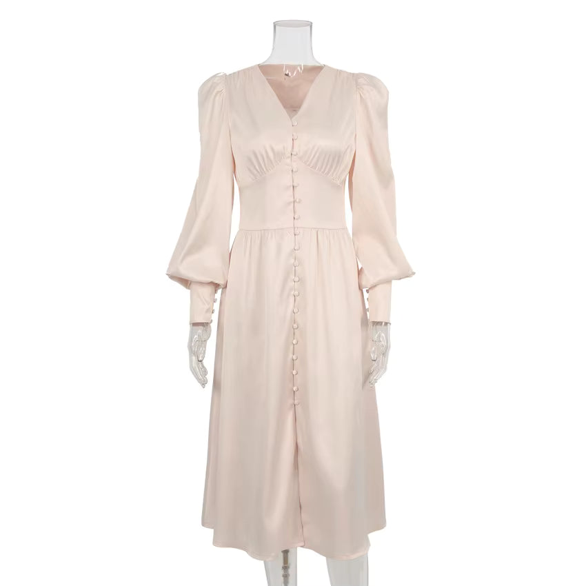 Robe Vintage Années 40 Satin Beige