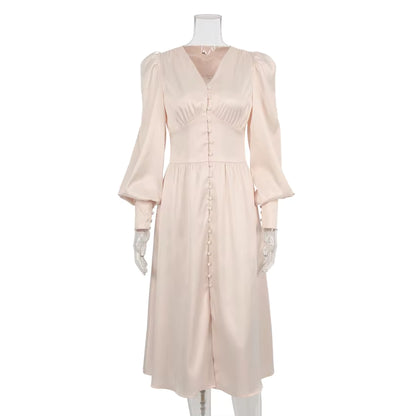 Robe Vintage Années 40 Satin Beige