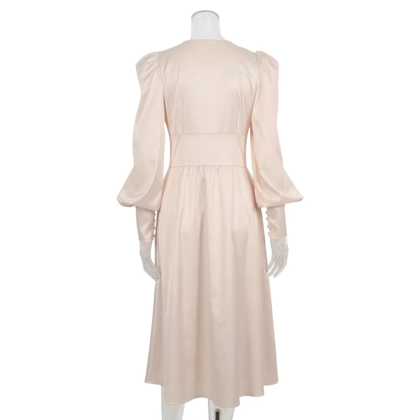 Robe Vintage Années 40 Satin Beige