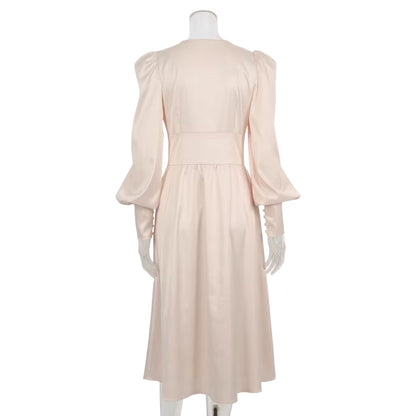 Robe Vintage Années 40 Satin Beige