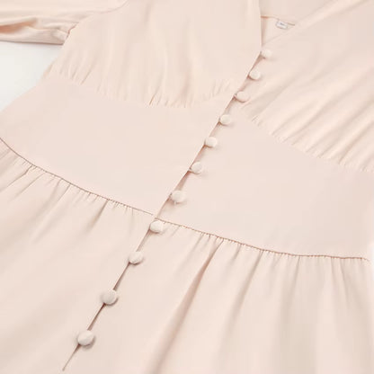 Robe Vintage Années 40 Satin Beige