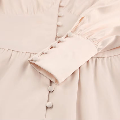 Robe Vintage Années 40 Satin Beige