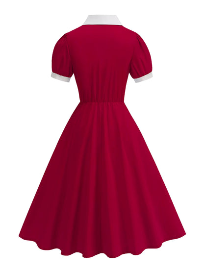 Robe Années 60 Audrey Hepburn Bordeaux