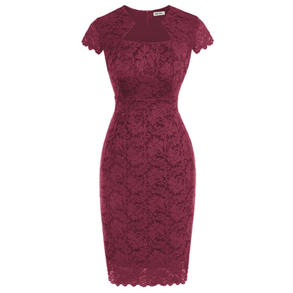 Robe Crayon Vintage Année 50 Bordeaux