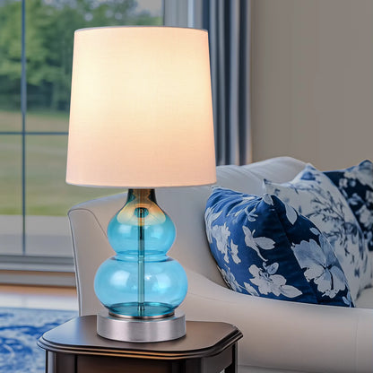 Lampe en Verre Bleu Vintage