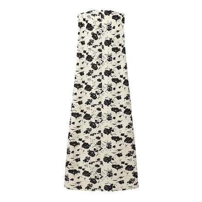 Robe Longue Fleurie Vintage Kaki