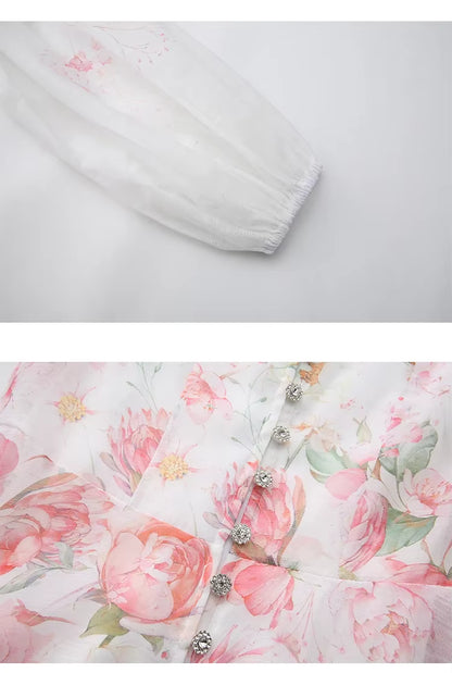 Robe Longue Fleurie Vintage Rose