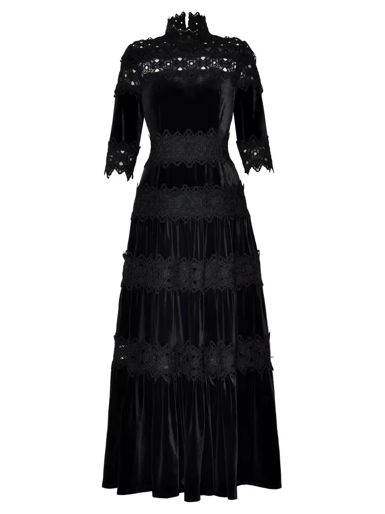 Robe Années 40 Noire Ajourrée