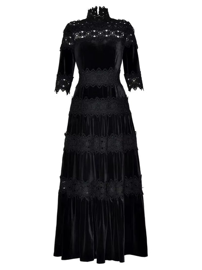 Robe Années 40 Noire Ajourrée