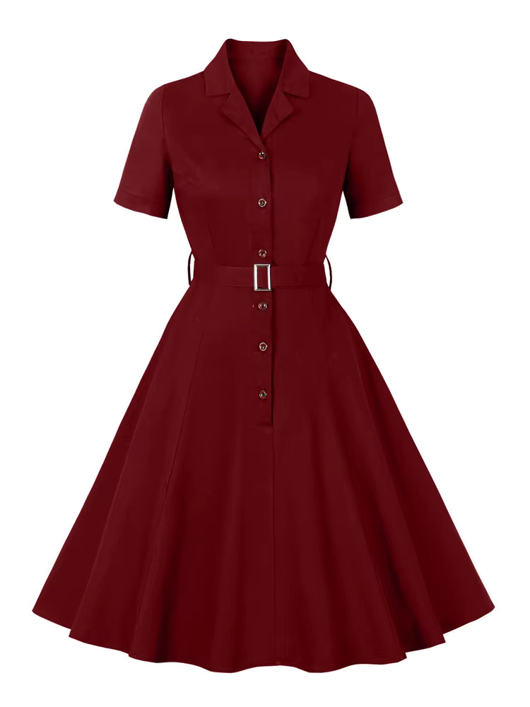 Robe Vintage Rockabilly Coton Bordeaux