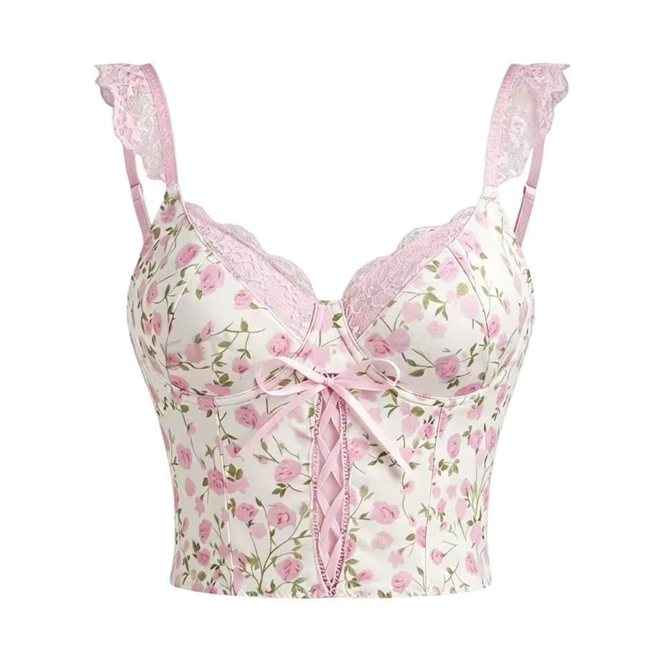 Haut Vintage Bustier Rose