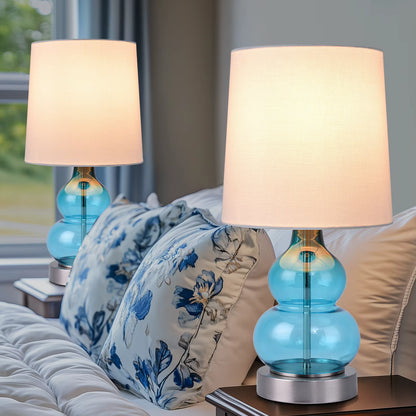 Lampe en Verre Bleu Vintage