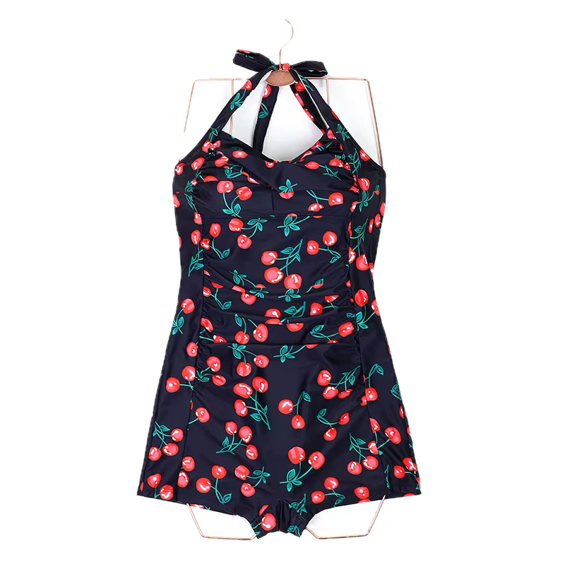 Maillot de Bain une Piece Vintage Cerises