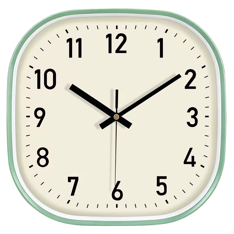 Horloge Murale Vintage Carrée Cadre Vert