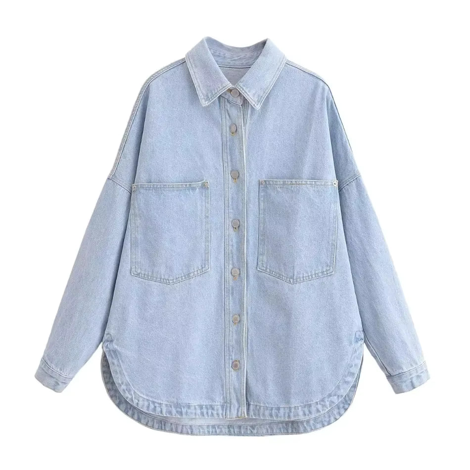 Chemisier Vintage Ample Bleu