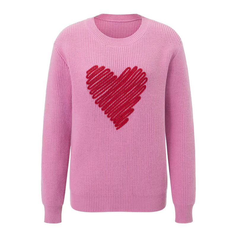 Pull Vintage Motifs Coeurs