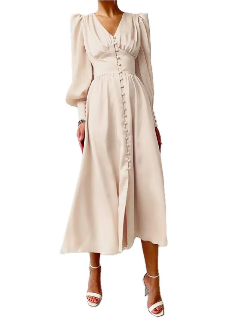 Robe Vintage Années 40 Satin Beige