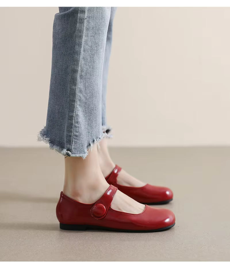 Chaussures Plates Vintage Rouge