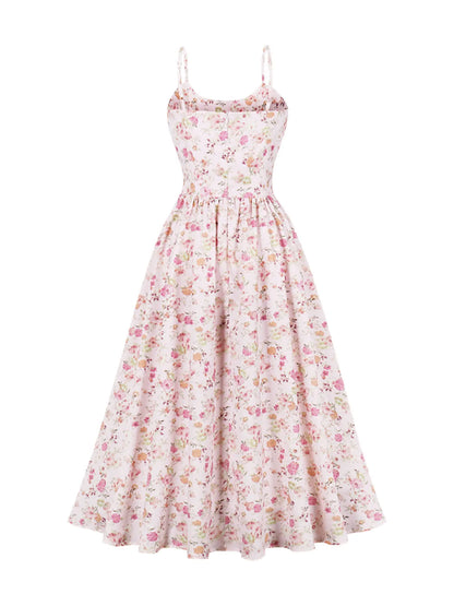 Robe de Cérémonie Vintage Fleurie Rose