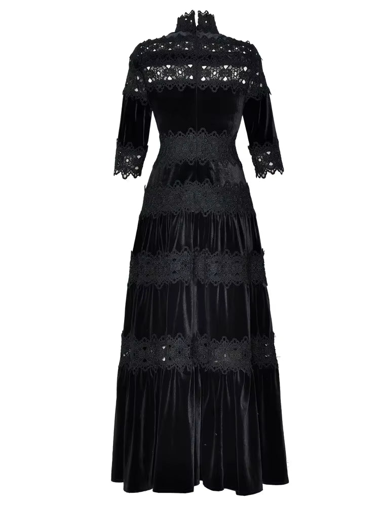 Robe Années 40 Noire Ajourrée