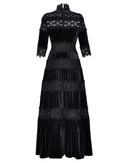 Robe Années 40 Noire Ajourrée