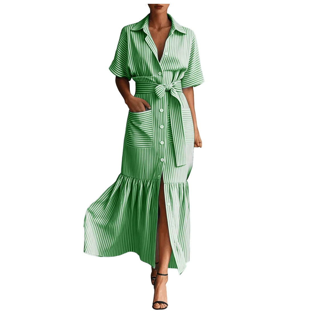 Robe Années 40 Verte Marguerites