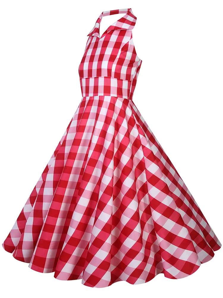 Robe Carreaux Rouge Vintage 40s