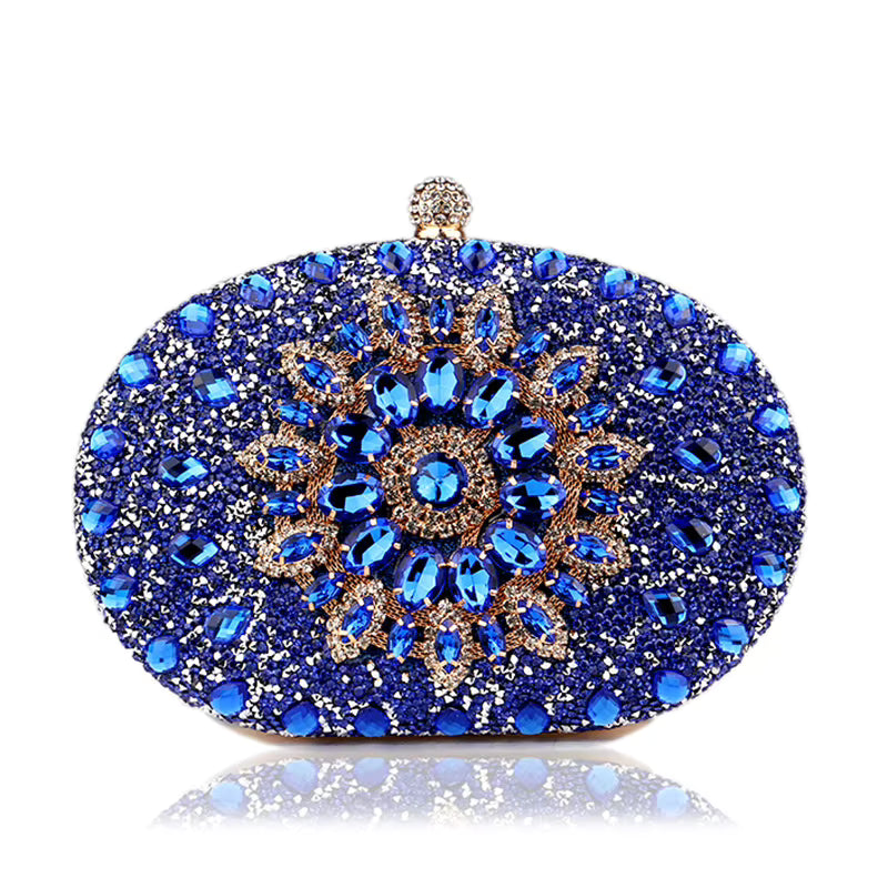 Petit Sac à Main Vintage Perles Bleu
