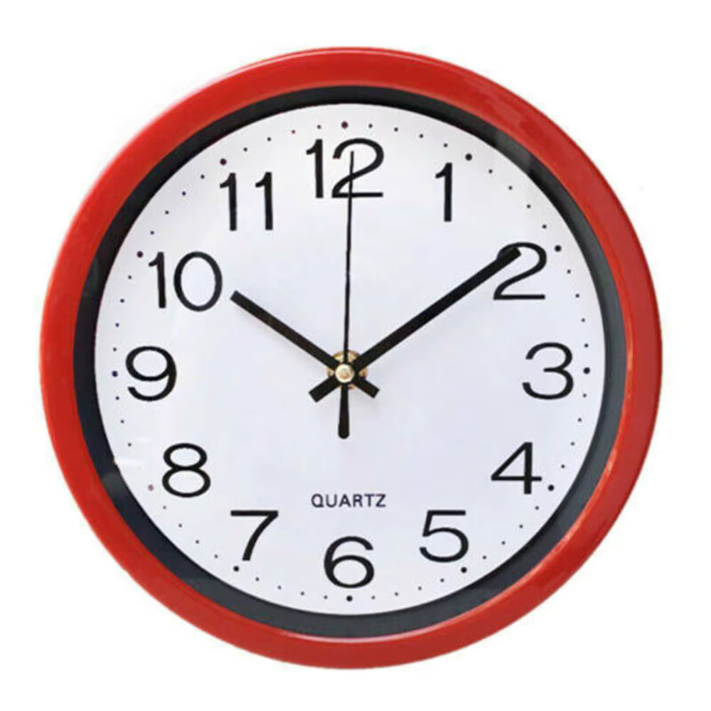 Horloge Murale Vintage Carrée Cadre Rouge