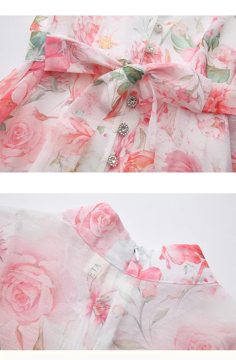 Robe Longue Fleurie Vintage Rose