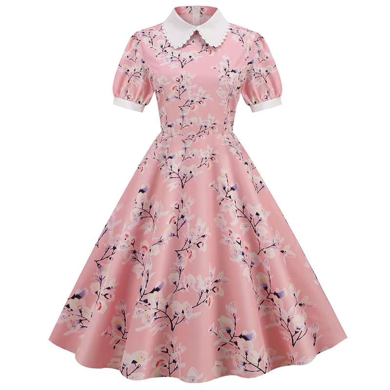 Robe Vintage Année 60 fleur rose