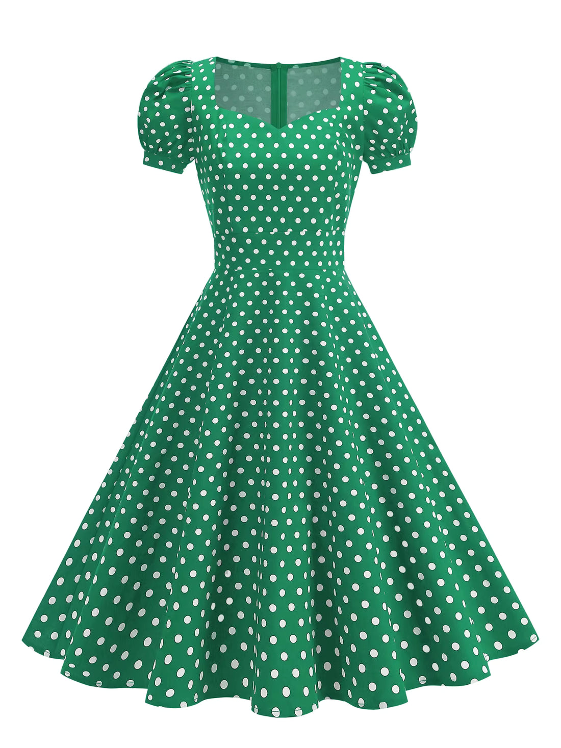 Robe Vintage Manches Courtes Verte
