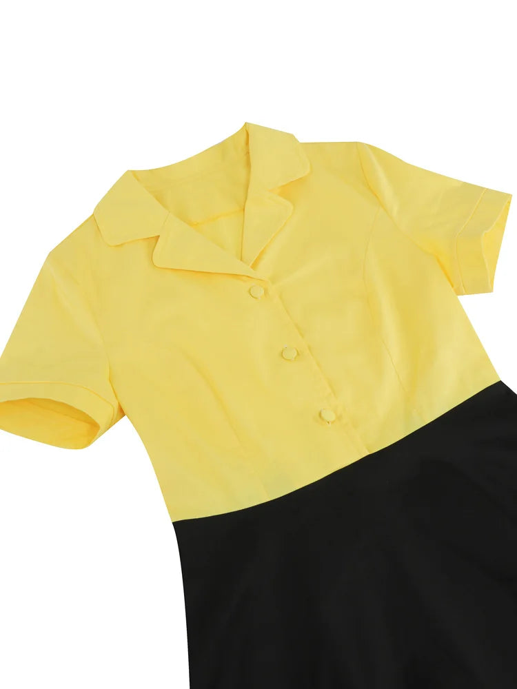 Robe des Années 50 Grande Taille Jaune