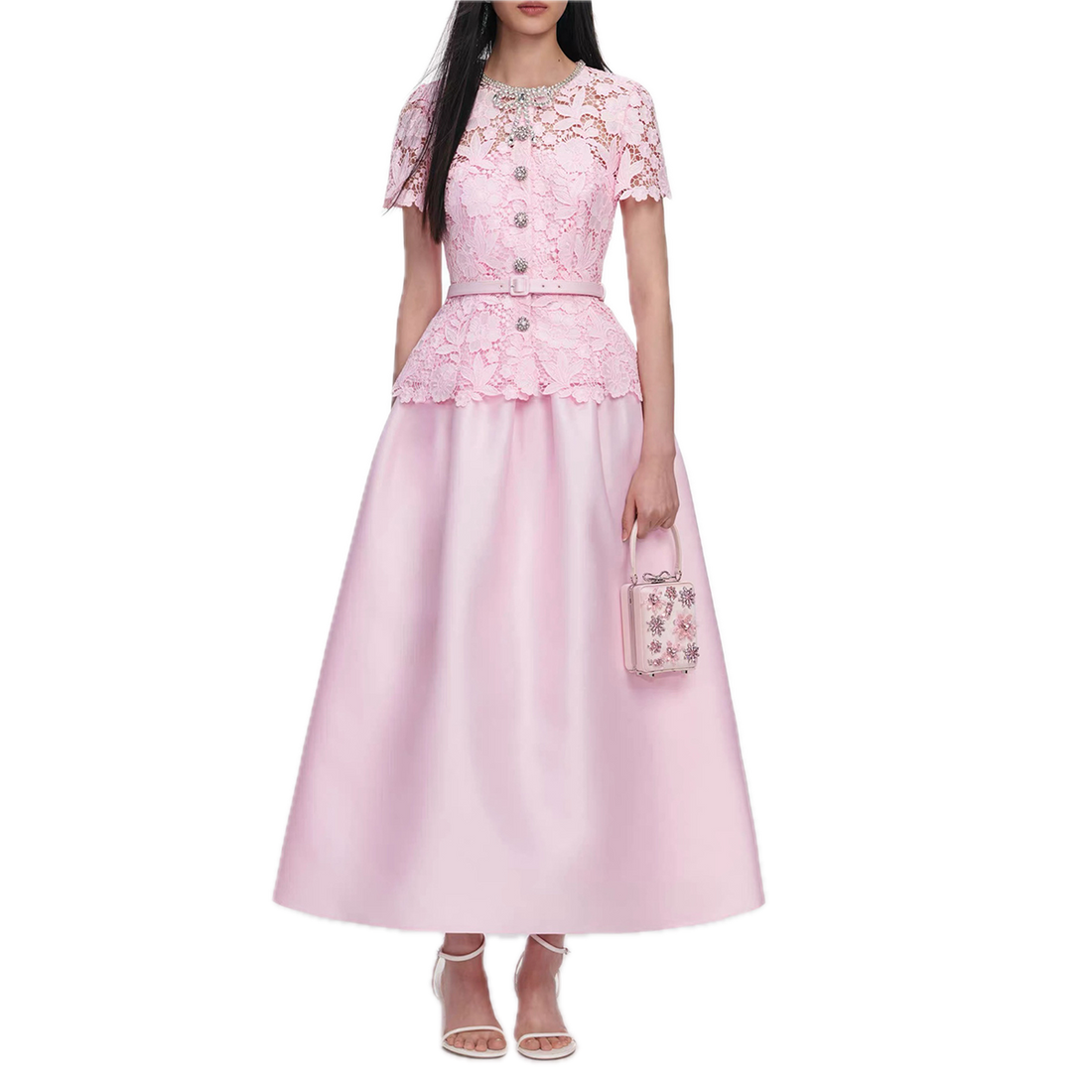 Robe Dentelle Rose Vintage