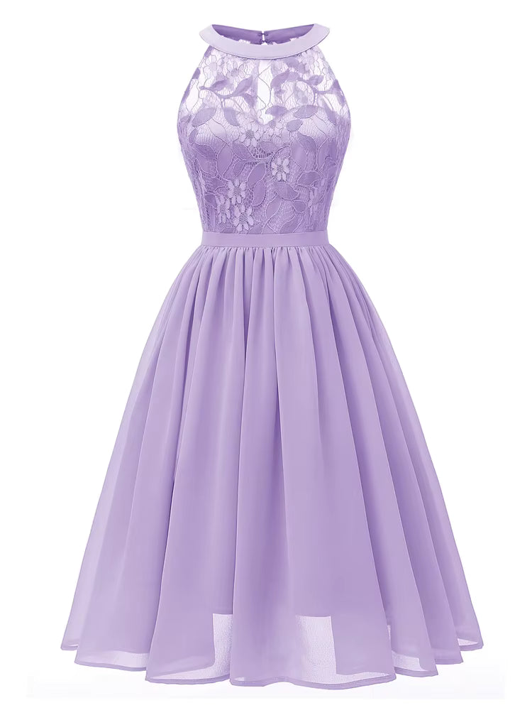 Robe Vintage Soirée Sans Manches Violet